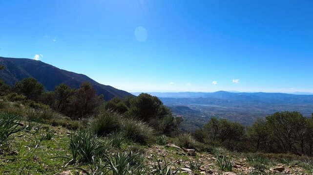Panoramic view on hiking trail to Maroma peak, Sierra Tejeda, Spain 