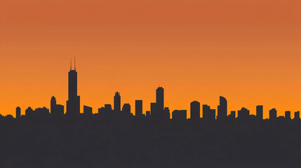 Obraz premium Dark silhouette of Chicago’s skyline. Cityscape art. 