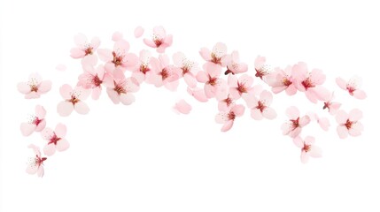 Delicate Pink Cherry Blossom Petals on a White Background