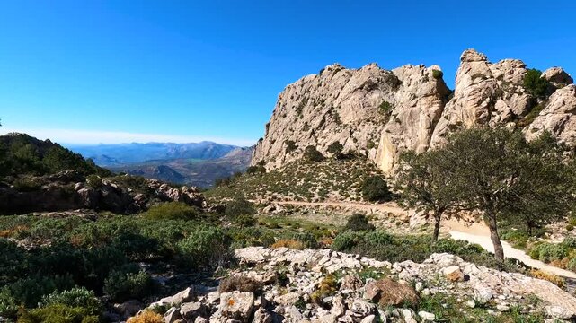 Panoramic view on hiking trail to Maroma peak, Sierra Tejeda, Spain 