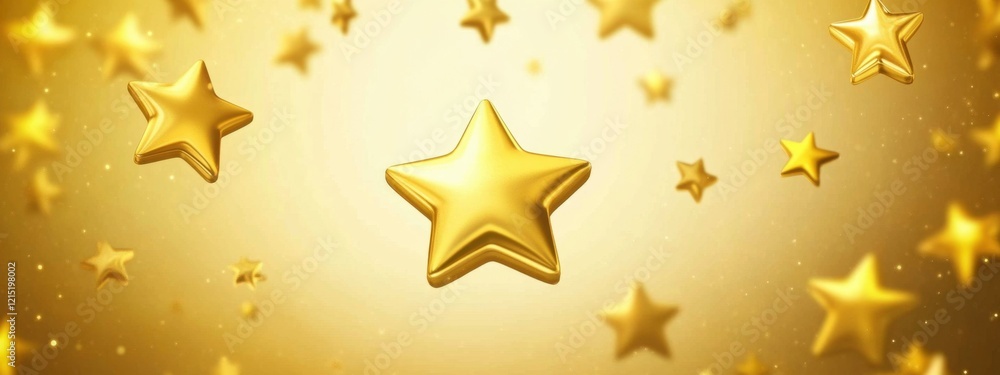 Poster a golden background with bokeh and stars, a illustration with a flat design and simple shapes the co