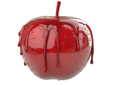Isolated Red Candy Apple with Dripping Glaze