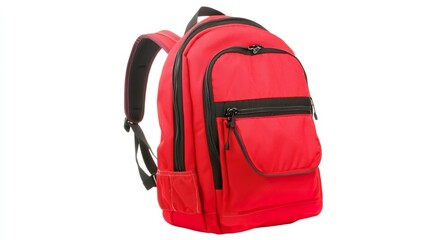 Bright Red Backpack for School or Travel with Multiple Pockets
