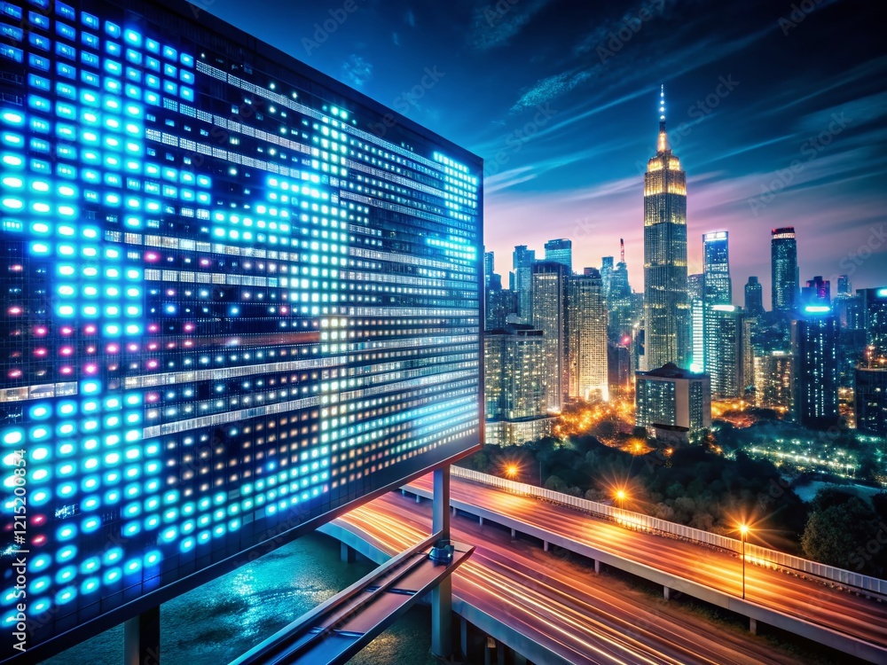Poster panoramic view of a code sign, software development, programming, digital technology, abstract backg