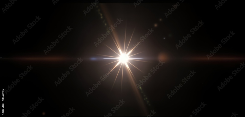 Aufkleber abstract 3d render shows bright light burst with lens flares. light rays, glow create stellar effect