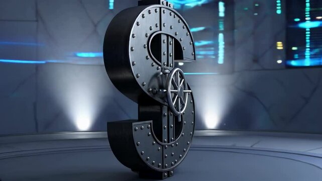 Stylized dollar sign with a steampunk design, conveying wealth and financial success.