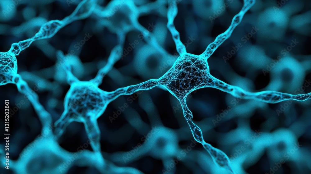 Aufkleber a close-up view of interconnected neurons, showcasing intricate details and vibrant blue tones, illu