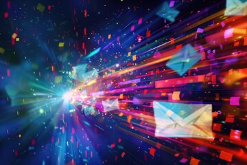 Colorful Emails Speeding Through Digital Space