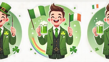 Festive Saint Patrick's Day Man with Green Beer and Leprechaun Hat