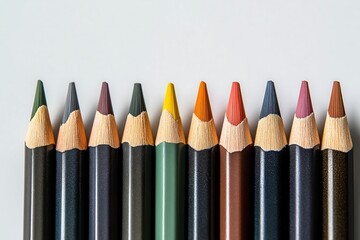 Naklejka premium colored pencils on a gray background