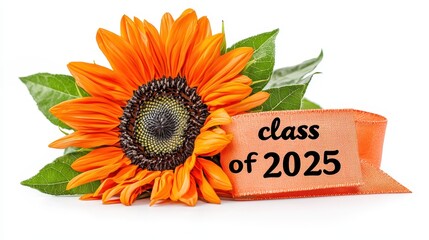 Sunflower Decoration with Class of 2025 Ribbon for Graduation Themes