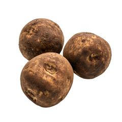 Fototapeta premium Fresh raw potatoes on white or transparent background close-up