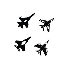 Fighter military aircraft icon - Jet fighter icon  Black Fighter Jet Icon For Apps, Vector  fighters plane on white background 
