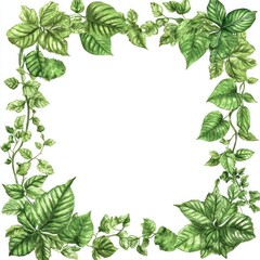 Lush Green Leaves Form a Square Frame