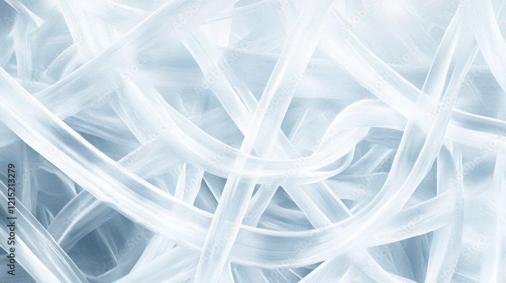 Poster white brush strokes creating a chaotic yet elegant pattern on a light blue background, ideal for bac