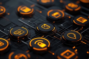 Customer symbols in business icons digital environment modern view