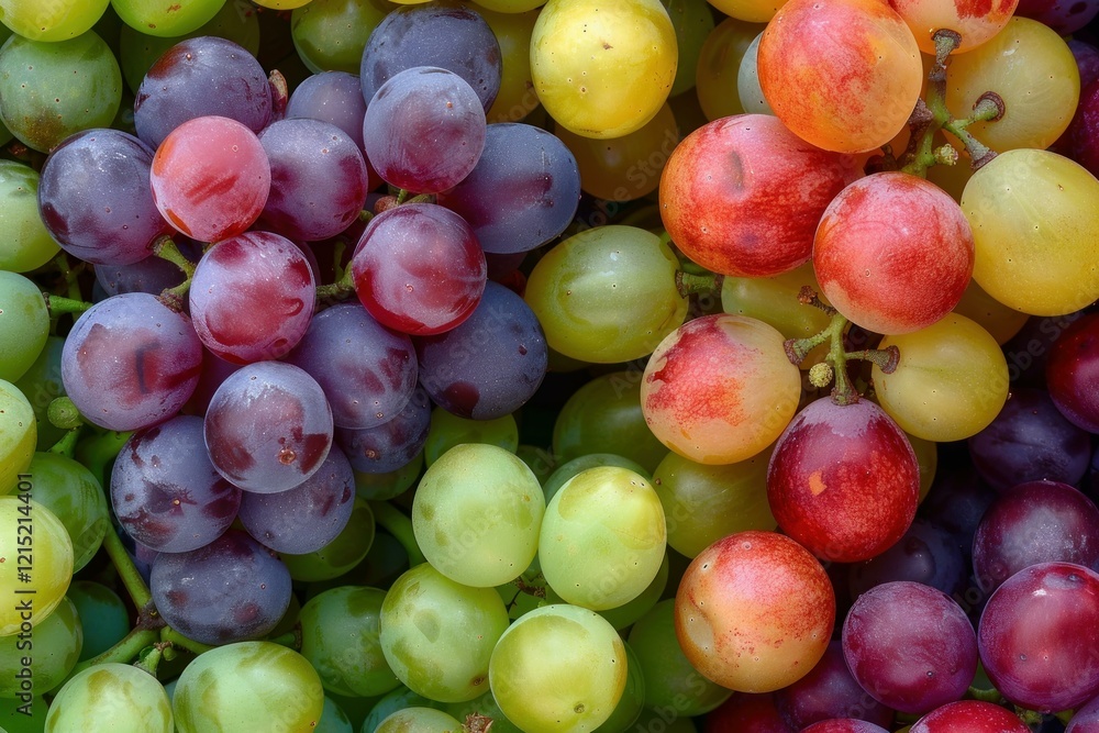 Aufkleber freshly picked grapes of various colors creating a beautiful display