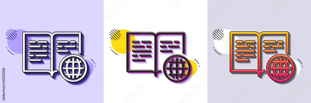 Poster internet book line icon. halftone dotted pattern. gradient icon with grain shadow. web document sign