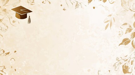 Beige Floral Graduation Cap Announcement Template