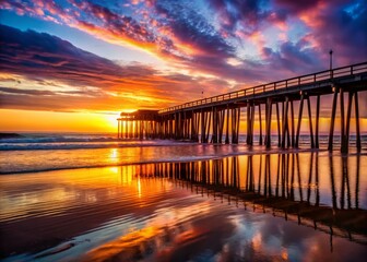 Obraz premium Pismo Beach Pier Silhouette at Sunset - California Coastline