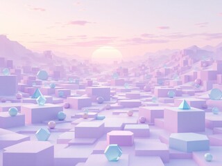 Fototapeta premium pastel colors, geometric shapes, low poly art