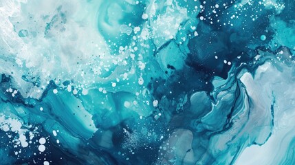 Abstract art of turquoise and blue water with bubbles