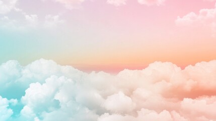 Soft Pastel Clouds at Sunrise, Gentle Pink and Blue Horizon