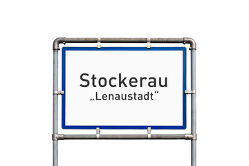Ortseinfahrt, Schild, Stockerau, „Lenaustadt“, Österreich, (Symbolbild)