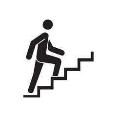 Person Climbing Stairs Icon Symbolizing Progress and Achievement