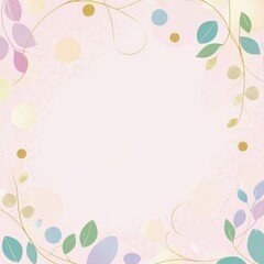 Pastel Leaves and Gold Accents Frame a Blank Space