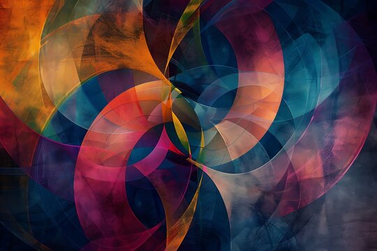 A balanced mind with harmonious, interlocking circles and calming hues conveying equilibrium and stability