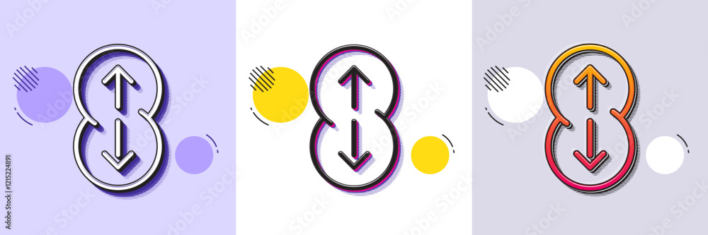 Poster swipe up line icon. halftone dotted pattern. gradient icon with grain shadow. scrolling arrow sign. 