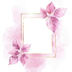 Obraz premium Delicate Pink Leaves Frame Watercolor Background
