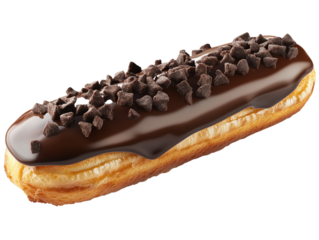 chocolate eclair isolated on transparent background