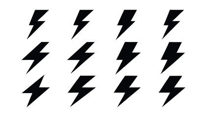  Black Lightning Bolt silhouette Icons