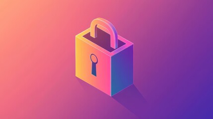 Isometric Padlock: Digital Security and Privacy Concept