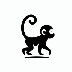 Obraz premium Monkey silhouette in black on a white background