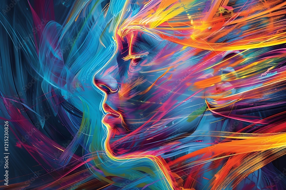 Poster a driven mind with forward-moving lines and vibrant, energetic patterns symbolizing motivation and a