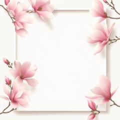 Naklejka premium Pink Magnolia Blossoms Frame Elegant Floral Design