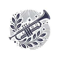 Elegant Brass Trumpet Silhouette Design