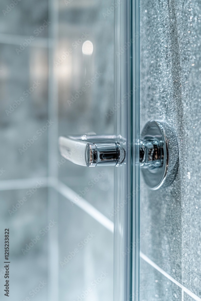 Aufkleber the image shows a sleek modern shower door featuring a metal handle for easy operation. the design i