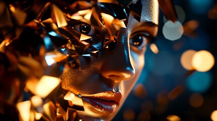 Golden Facet: A Futuristic Portrait