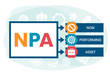 NPA - non performing asset. acronym business concept. vector illustration concept with keywords and icons. lettering illustration with icons for web banner, flyer, landing page, presentation