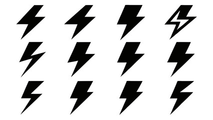 Bold Lightning Bolt Icons on a White Background