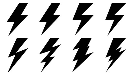 Bold Lightning Bolt Icons on a White Background