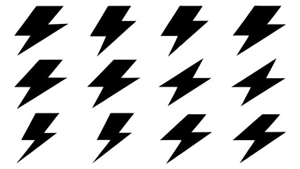 Bold Lightning Bolt Icons on a White Background