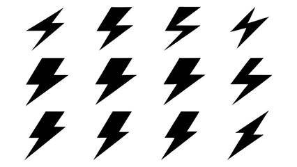 Bold Lightning Bolt Icons on a White Background