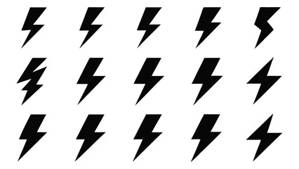 Bold Lightning Bolt Icons on a White Background