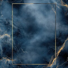 Obraz premium Dark Blue Marble Texture With Gold Veins And Frame