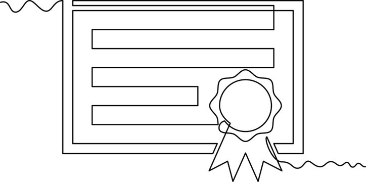 one line art certificate vector illustration. line art, one continuous line, simple, hand drawn and sketch style. for icons, symbols, signs or logos. PNG